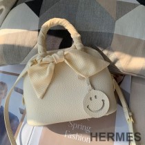 Hermes Bolide Mini Bag Togo Leather Gold Hardware In White
