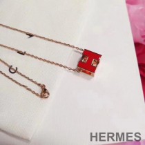 Hermes Cage D'H Pendant Necklace In Red