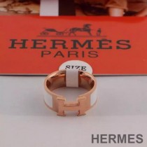 Hermes Clic H Ring Rose Gold Hardware In White