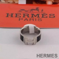 Hermes Clic H Ring Silver Hardware In Black