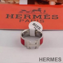 Hermes Clic H Ring Silver Hardware In Red