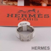 Hermes Clic H Ring Silver Hardware In White
