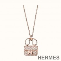 Hermes Constance Amulette Pendant Necklace In Rose Gold