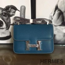 Hermes Constance Bag Epsom Leather Palladium Hardware In Teal
