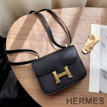 Hermes Constance Mini Bag Epsom Leather Gold Hardware In Black