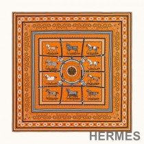 Hermes Couvertures et Tenues de Jour Bandana Shawl 140 In Orange