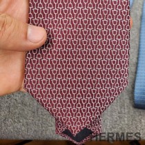 Hermes Double Baucher Tie In Burgundy