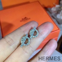 Hermes Echappee Earrings With Crystal In Silver