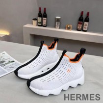 Hermes Eclair Sneakers Unisex Knit In White/Black