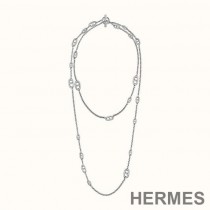 Hermes Farandole Long Necklace In Silver