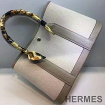 Hermes Garden Party Bag Canvas In Grey