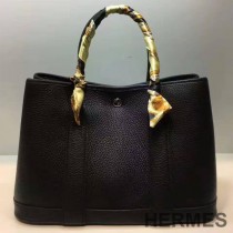 Hermes Garden Party Bag Togo Leather In Black