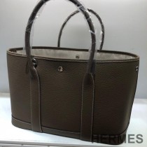 Hermes Garden Party Bag Togo Leather In Coffee