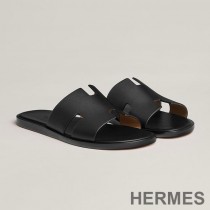 Hermes Izmir Slides Men Calfskin In Black