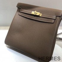 Hermes Kelly Ado Backpack Clemence Leather Gold Hardware In Coffee