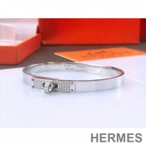 Hermes Kelly Crystal Bracelet In Silver