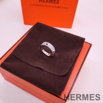Hermes Mini Clous Ring With Crystal In Silver