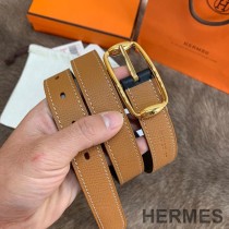 Hermes Pin Belt Epsom Calfskin In Brown/Gold