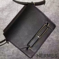 Hermes Roulis Bag Calfskin Leather Palladium Hardware In Black
