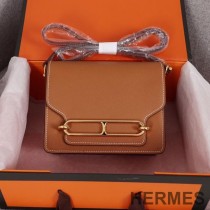 Hermes Roulis Bag Epsom Leather Gold Hardware In Brown