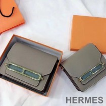 Hermes Roulis Bag Epsom Leather Gold Hardware In Grey