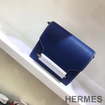 Hermes Roulis Bag Epsom Leather Palladium Hardware In Blue