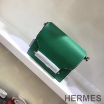 Hermes Roulis Bag Epsom Leather Palladium Hardware In Green