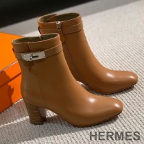 Hermes Saint Germain Ankle Boots Women Genuine Leather In Brown