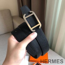 Hermes Society 32 Reversible Belt Togo Leather In Black/Coffee
