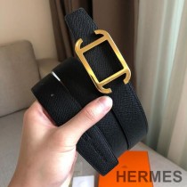 Hermes Society 32 Reversible Belt Togo Leather In Black/White