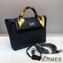 Hermes Taurillon Maurice Bag Calfskin Palladium Hardware In Black
