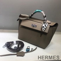 Hermes Taurillon Maurice Bag Calfskin Palladium Hardware In Khaki
