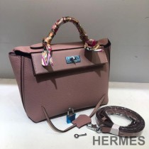Hermes Taurillon Maurice Bag Calfskin Palladium Hardware In Pink