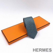 Hermes Tie 7 Cheval Rebelle Tie In Blue