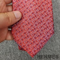 Hermes Tie 7 Horseshoes Tie In Red