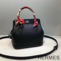 Hermes Toolbox Bag Swift Leather Palladium Hardware In Black