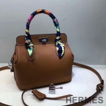 Hermes Toolbox Bag Swift Leather Palladium Hardware In Brown