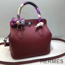 Hermes Toolbox Bag Swift Leather Palladium Hardware In Burgundy
