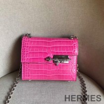Hermes Verrou Chaine Mini Bag Alligator Leather Palladium Hardware In Pink