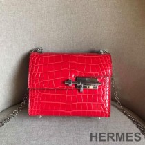 Hermes Verrou Chaine Mini Bag Alligator Leather Palladium Hardware In Red