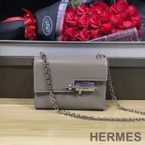 Hermes Verrou Chaine Mini Bag Goatskin Palladium Hardware In Grey
