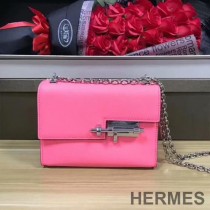 Hermes Verrou Chaine Mini Bag Goatskin Palladium Hardware In Rose