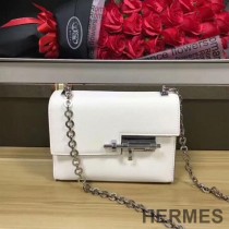 Hermes Verrou Chaine Mini Bag Goatskin Palladium Hardware In White