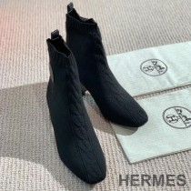 Hermes Volver 60 Ankle Boots Women Knit In Black