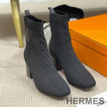 Hermes Volver 60 Ankle Boots Women Knit In Grey