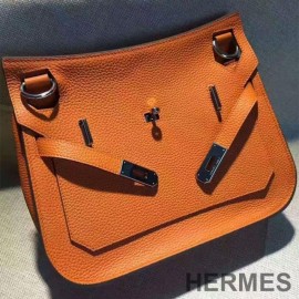 Hermes Jypsiere Bag Clemence Leather Palladium Hardware with Orange